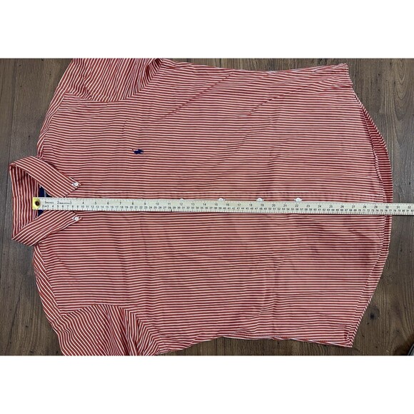 Vintage Ralph Lauren Button Shirt Mens XL Striped Orange White Custom Fit 80s - Picture 6 of 11